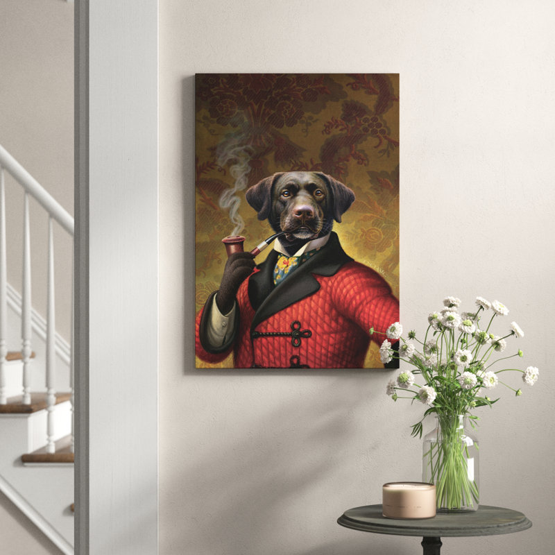 The Red Beret (Dog) by Dan Craig - Wrapped Canvas Print, 66.04 cm H x 45.72 cm W x 1.91 cm D, No Frame
