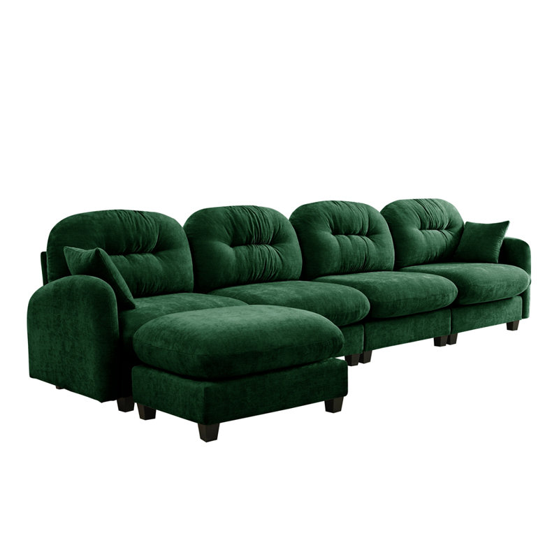 Canapé modulaire en forme de L avec repose-pieds Cloud, tissu en chenille doux, dossier rembourré en mousse à haute densité