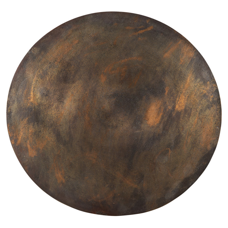 Brown Round Metal Contemporary Side Table