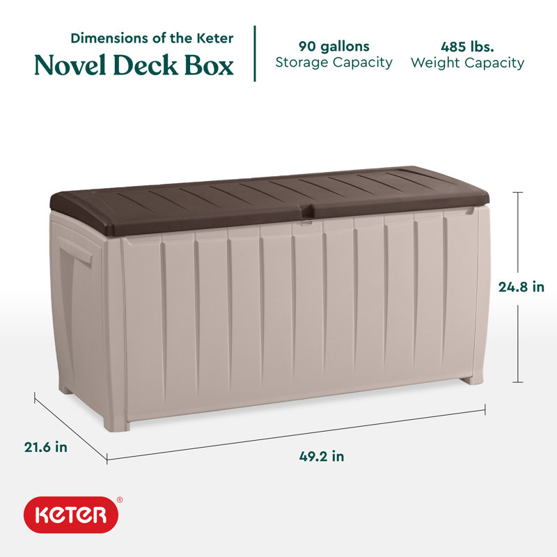 Beige and Brown 49" Lockable Weatherproof Plastic Deck Box