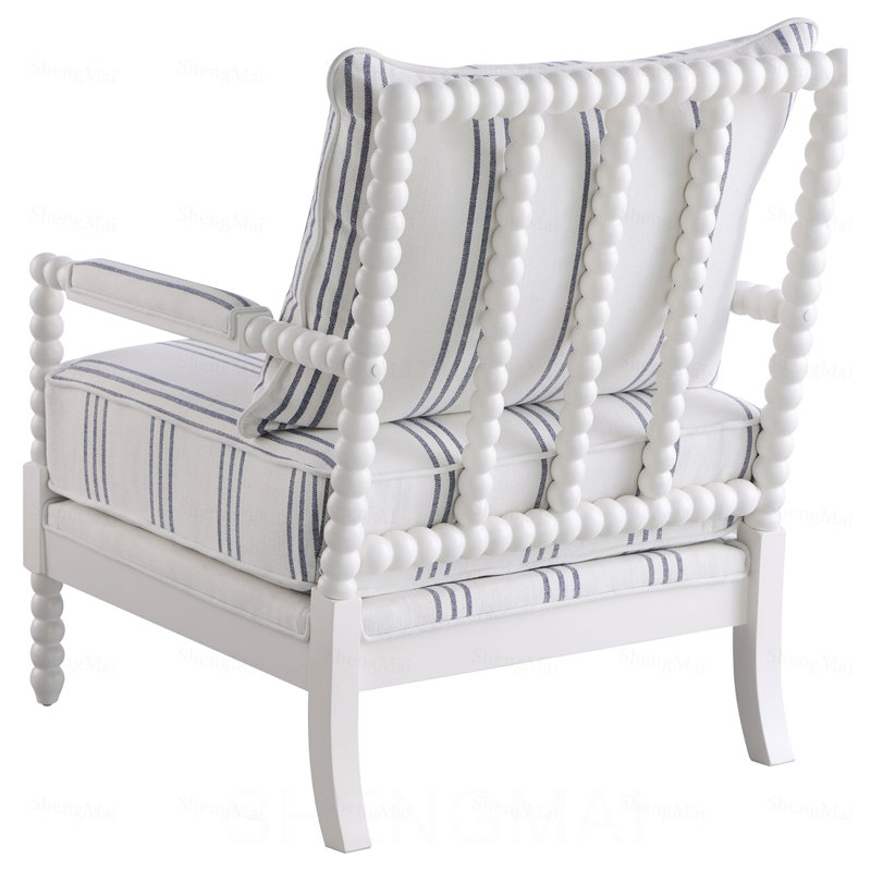 Fauteuil d'appoint à rayures blanches et bleu marine