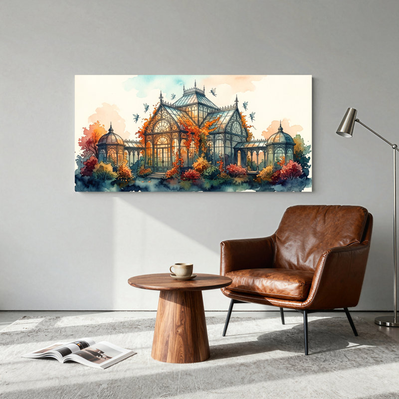 Ensemble de 1 tableau sur toile représentant une serre d'automne, L 32 po x H 16 po, Toile tendue