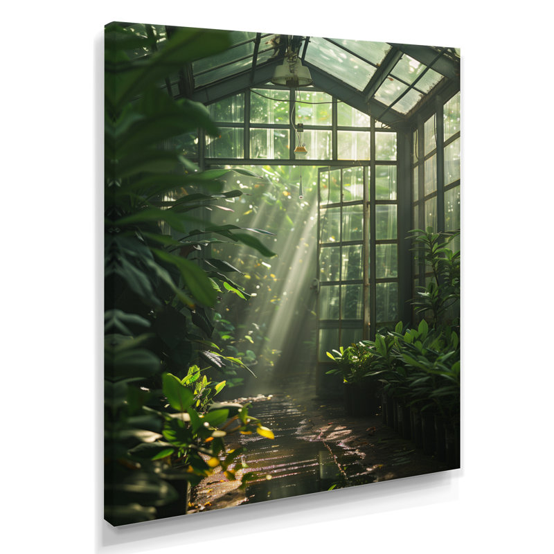 Green Greenhouse Serenity Sanctuary - Art mural de serre, Toile tendue, H 30 po x l 40 po