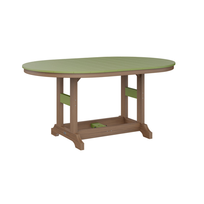 Garden Classic Outdoor Oval Dining Table, Kiwi Green, Antique Mahogany