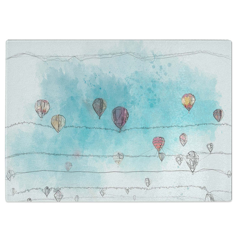 Tempered Glass The Hot Air Balloons in Abstract Chopping Board, 39 cm W x 28.5 cm L