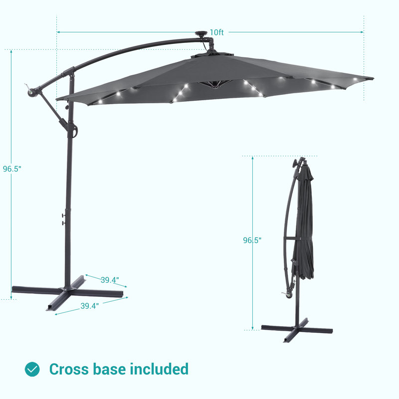 Parasol d'extérieur à DEL 10 pi, Anthracite