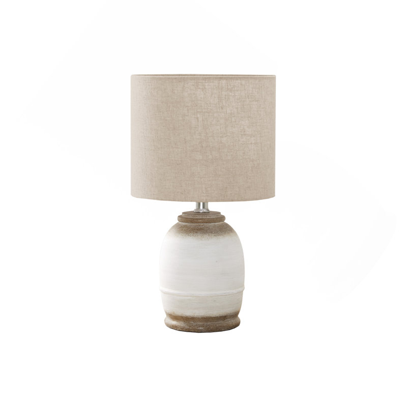 Lighting, H 16 po, résine crème, abat-jour beige, contemporain