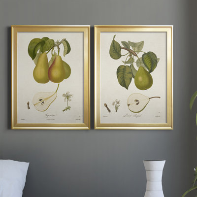 Vintage Pears V - ensemble de 2 impressions encadrées sur toile