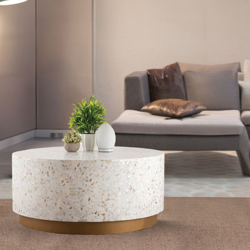 Sammie Solid Handmade Coffee Table, Ivory