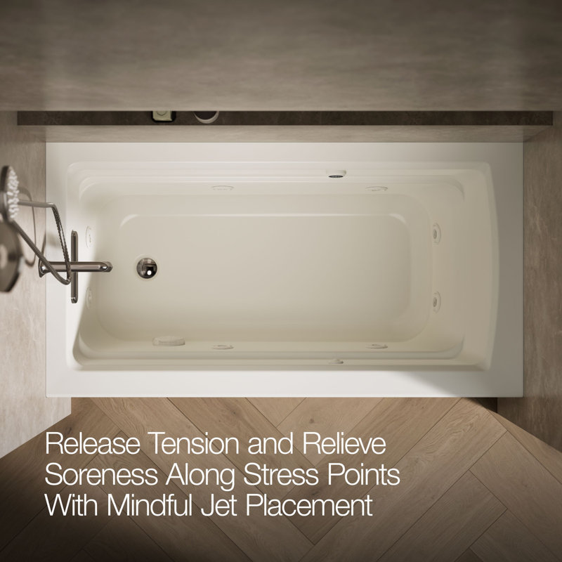 Archer® 60" x 32" Alcove Whirlpool, Left, Biscuit