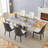 63" Modern Gray Dining Table Set With PU Leather Chairs, U-Shaped MDF Base-116446669-116446672
