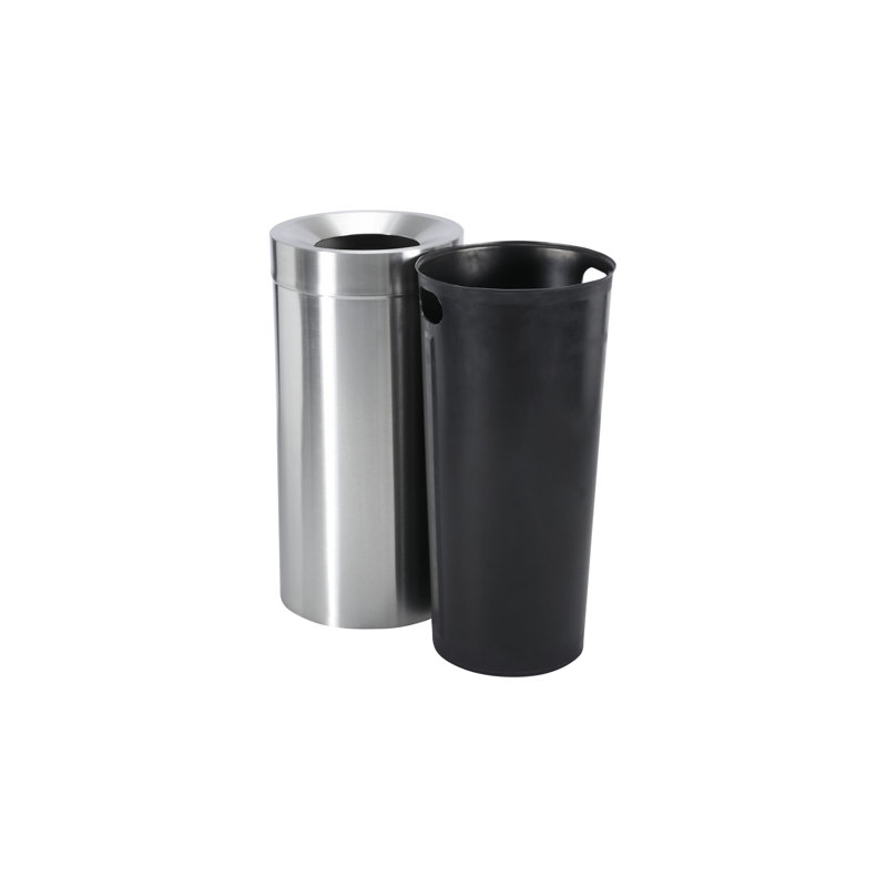 27 gallons Poubelle d'intérieur commerciale en acier inoxydable avec couvercle ouvert et doublure