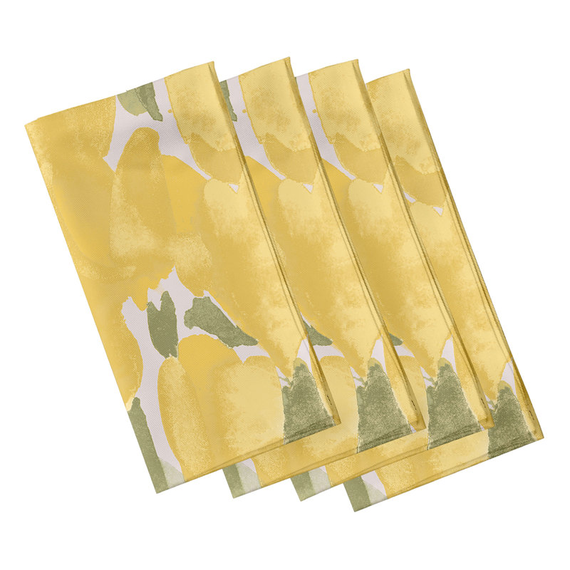 Lonston Polyester Floral Square Napkin, Yellow