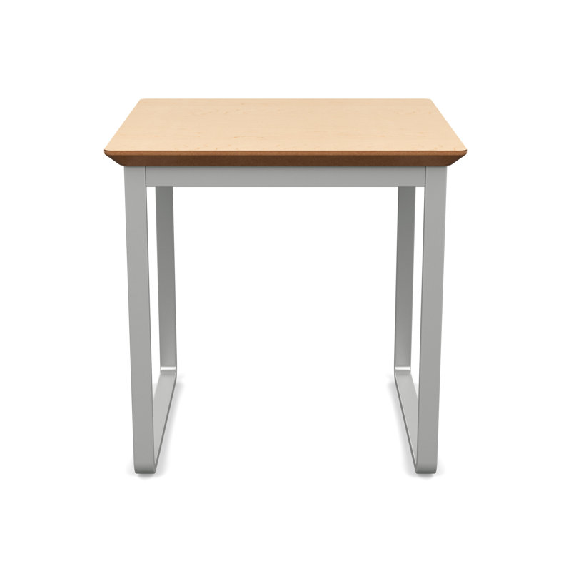 Gansett Waiting Reception End Table Metal Frame 20x20" High Pressure Laminate Top, Silver, Natural Maple