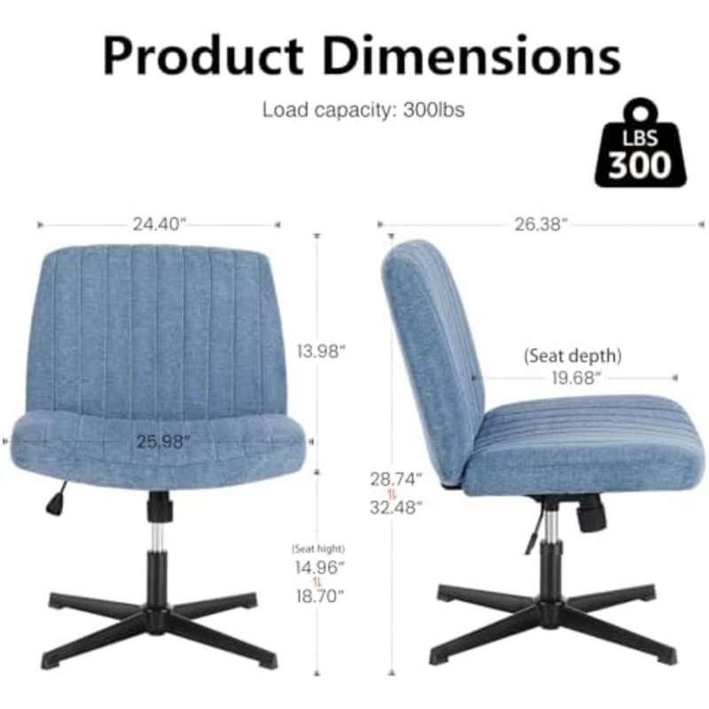 Chaises à pieds croisés sans accoudoirs Criss, Bleu