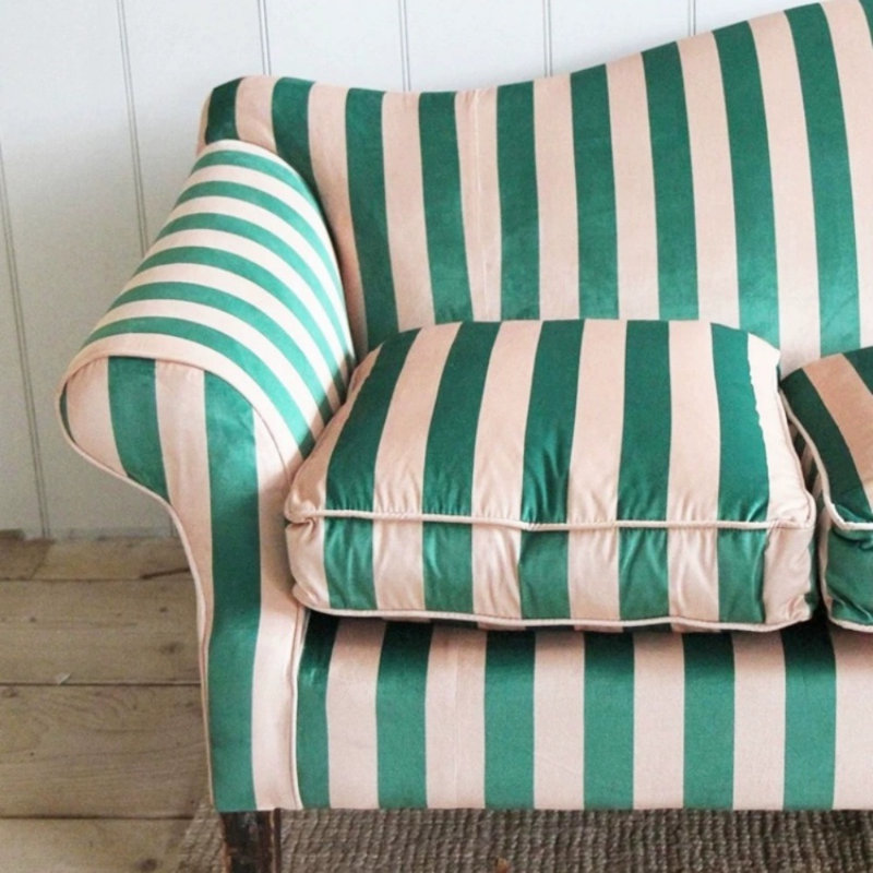 Simple Green Striped Sofa