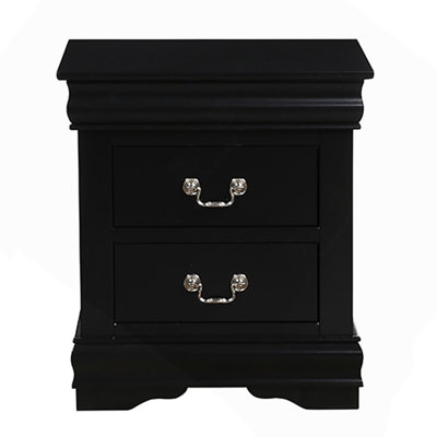 Black 2-Drawer Nightstand