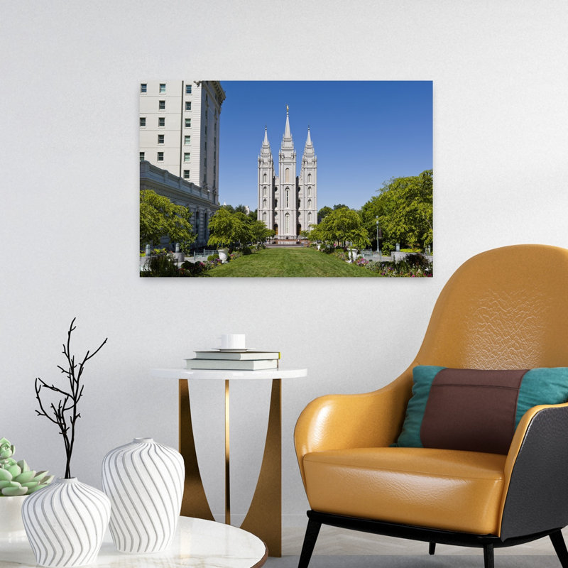 Facade Of A Church Mormon Temple Temple Square Salt Lake City Utah USA by Scott M. Tansey - Wrapped Canvas Print