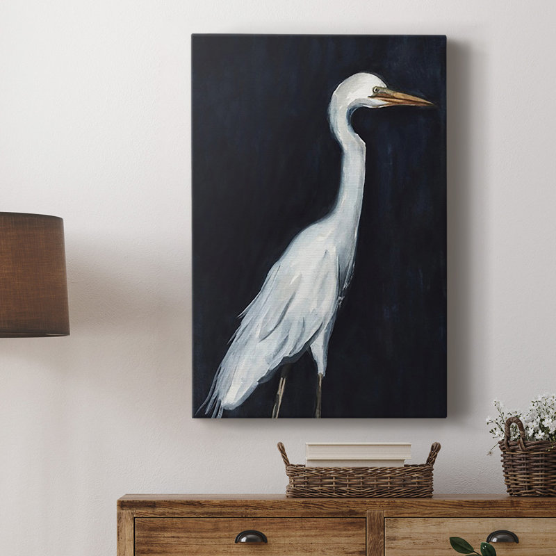 Calm Great Egret II, toile tendue avec châssis de qualité supérieure - prête à être accrochée, H 27 po x l 18 po x P 1 po