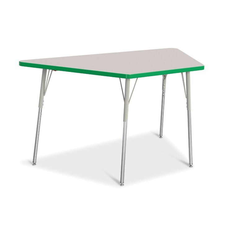 Bright Beginnings 59 Commercial Grade Wooden Half Circle Adjustable Height Classroom Activity Table - Metal Legs Adjust 15H - 23H / Beech/White