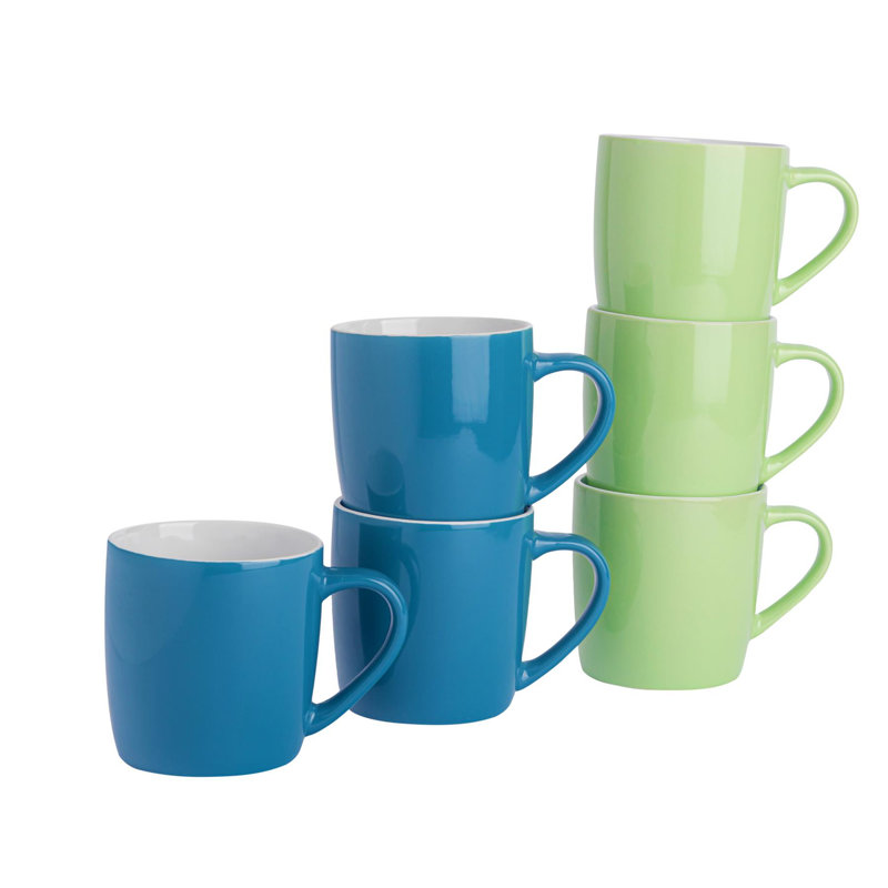 Argon Tableware - Mixed Coloured Coffee Mugs, Blue/Green