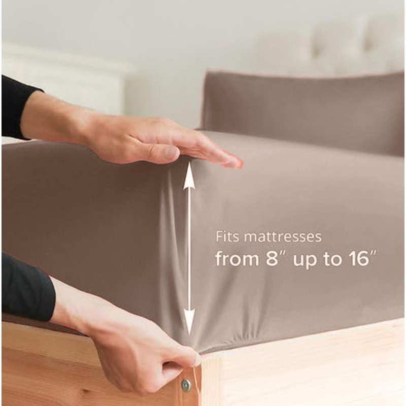  Ensemble de draps en rayonne de bambou 4 pièces Premium Luxury, Ensemble de draps pour lit simple avec deux taies 