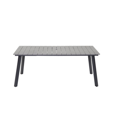 Table de salle à manger d'extérieur, structure en métal et plateau en bois plastique, table de patio pliable pour le jardin, la cour arrière, le balcon