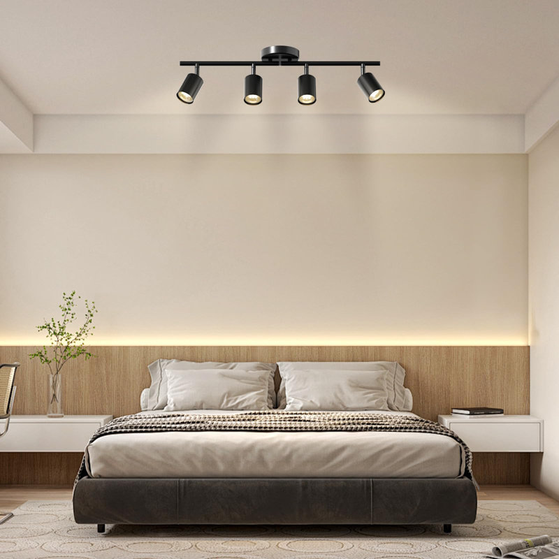 4-Light Modern Track Lighting Fixture with Flexibly Rotatable Light Heads, GU10 Bulbs Included