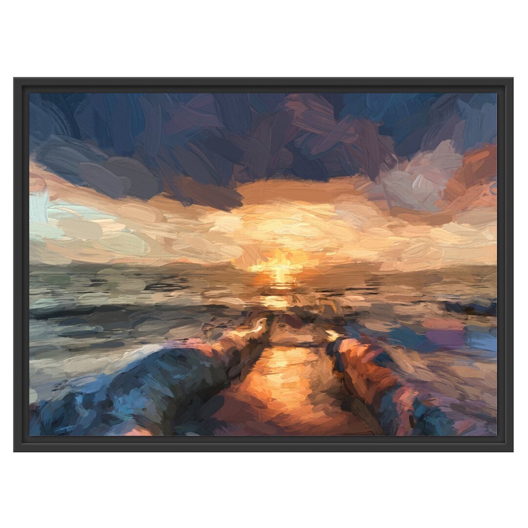 Gerahmtes Wandbild Strand Öl Effekt Kunst