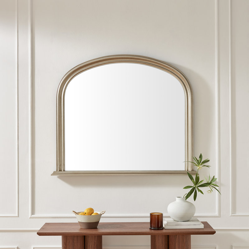 Cecil Solid Wood Freestanding Overmantle Arch Mirror - Modern Regency Design, Silver