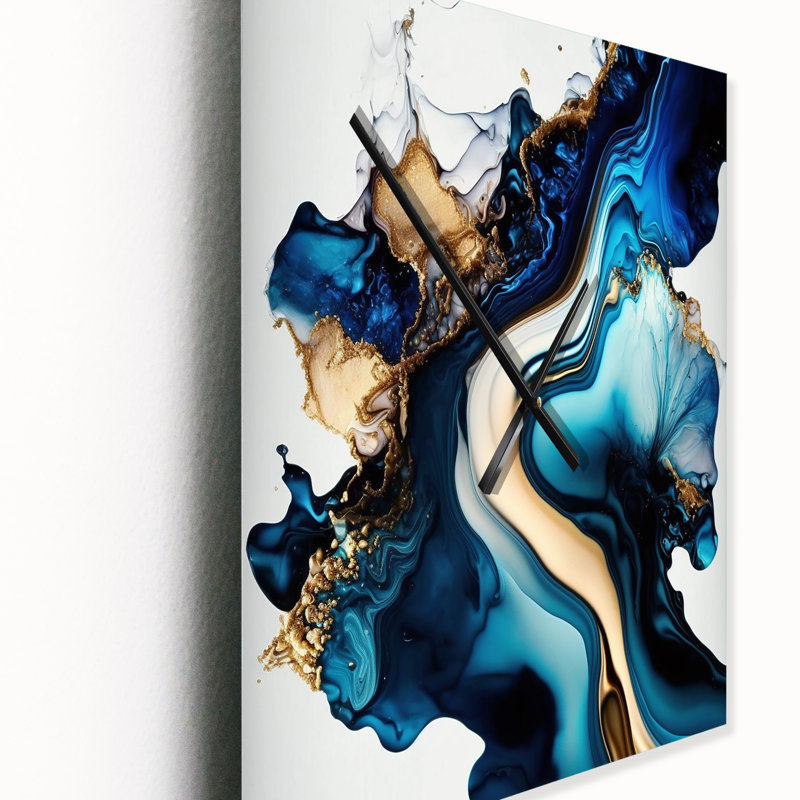 Horloge murale abstraite abstraite géode bleue II, H 28 po x l 12 po x P 1 po