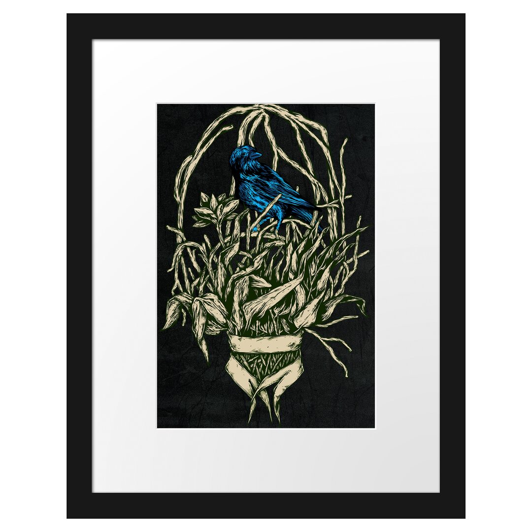 Gerahmtes Poster Blue Bird Black