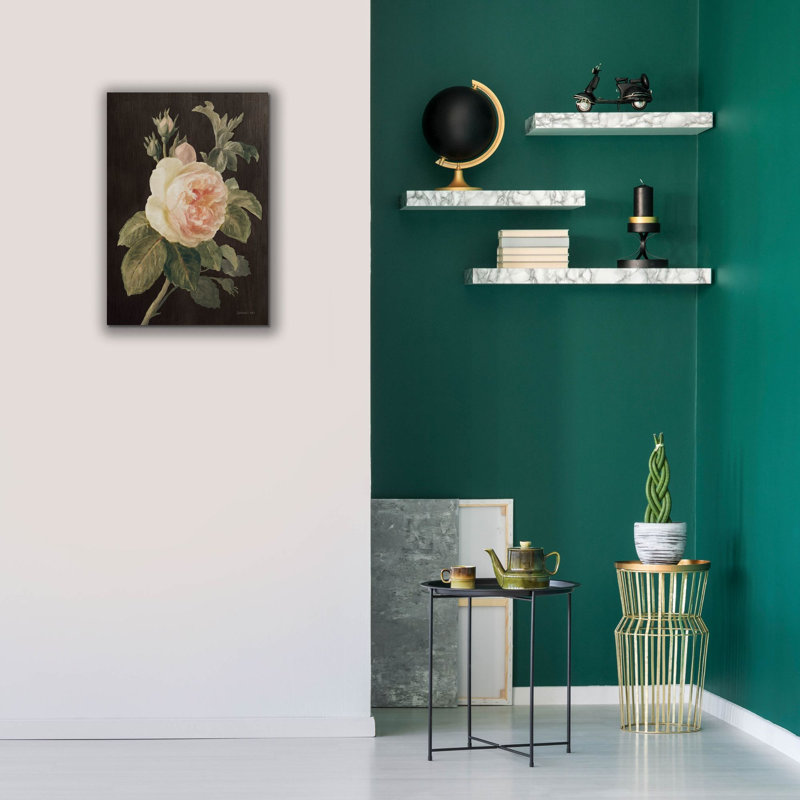 «Heirloom Pink Rose On Black» par Danhui Nai, art mural sur toile, H 26 po x l 18 po