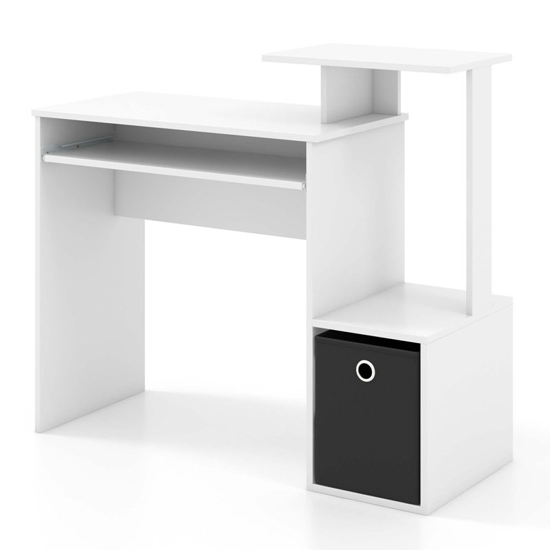 Bureau d'ordinateur à domicile Bureau d'écriture avec plateau pour clavier, Blanc