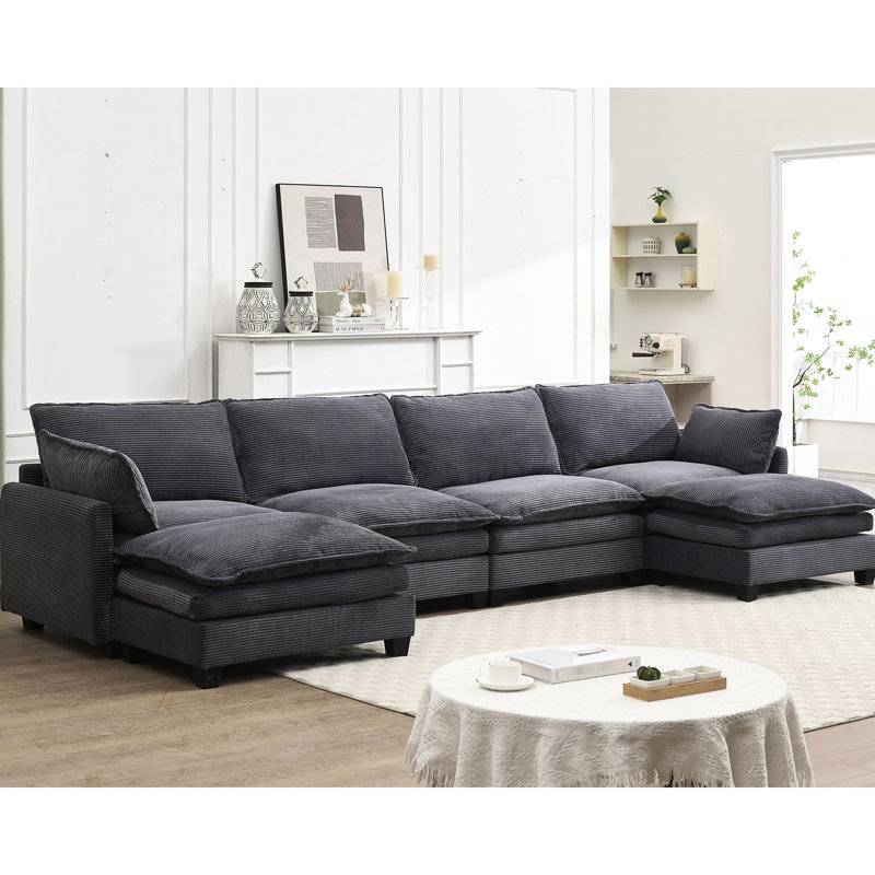 Coussin surdimensionné en velours avec 2 coussins d'assise et d'accoudoirs profonds pour la relaxation