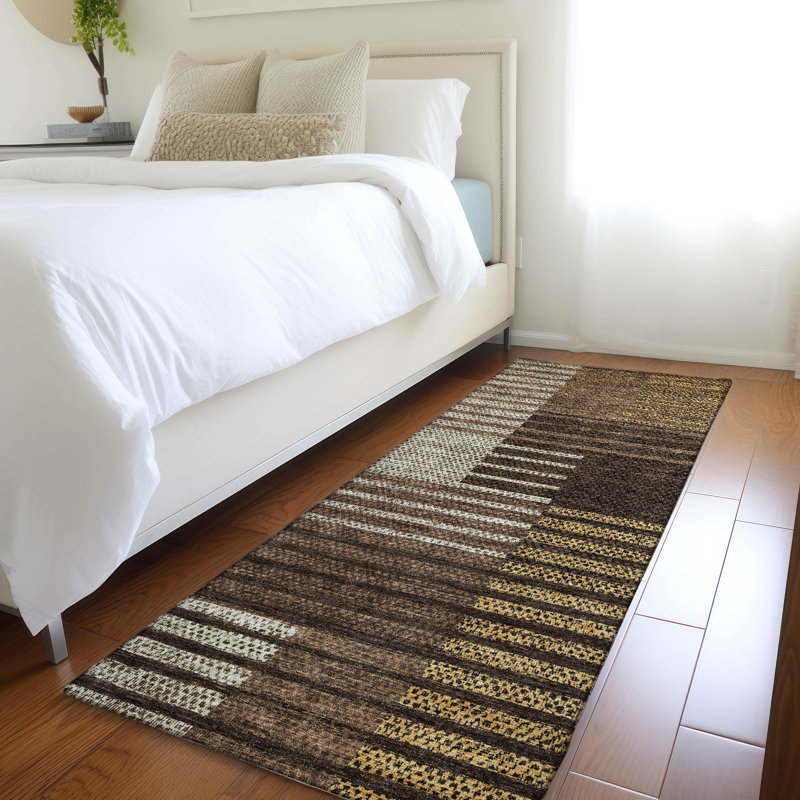 Premium Machine Washable Prisco Chocolate Rug, Runner 2'3" x 7'6"