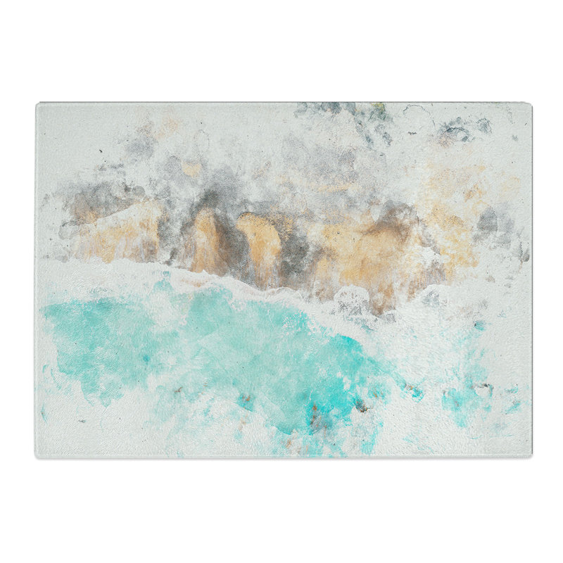 Tempered Glass New Zealand Beach Chopping Board, 20 cm x 28.5 cm
