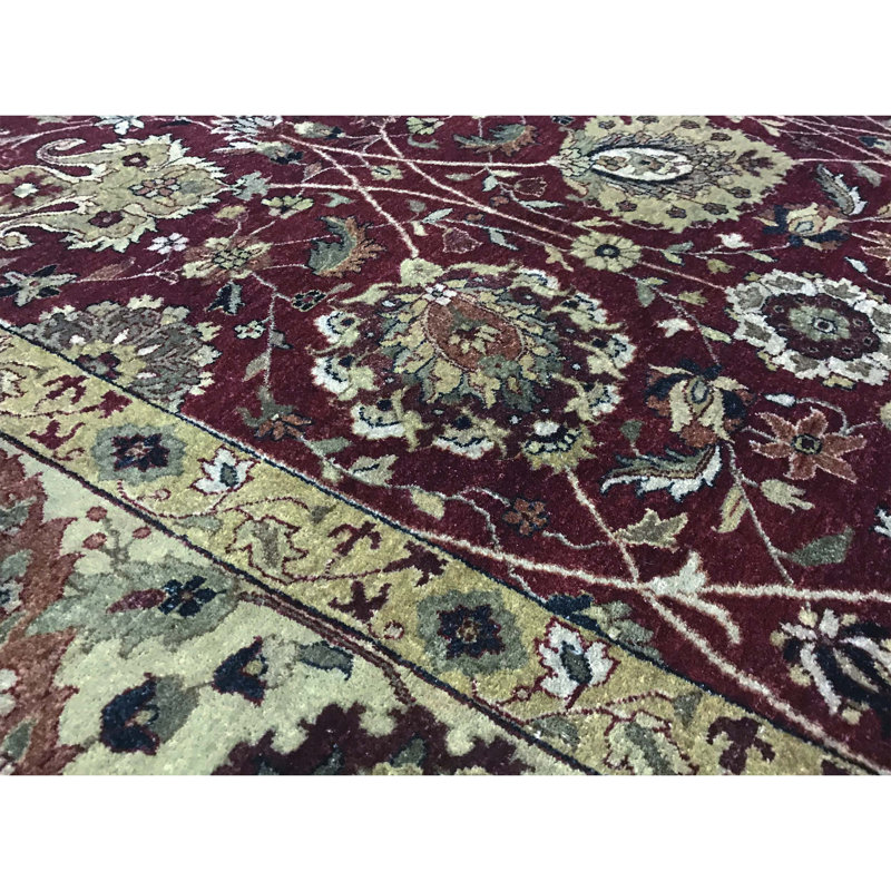 Wool Oriental Area Rug in Wine/Brown