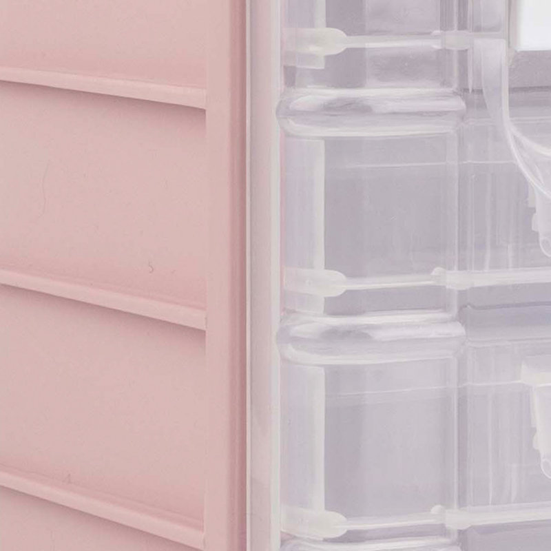 Stalwart Small Parts Organizer Tool Box - with Drawers and Customizable Compartments, Pink