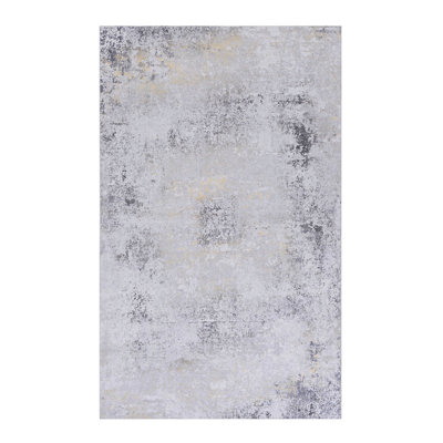 Gold Washable Rug 2' x 3' Doormat Rug (Gray+Gold, 2' x 3')