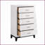 Commodes et amp; Armoire-penderie, commode blanche contemporaine à 5 tiroirs | Blanc | Bois