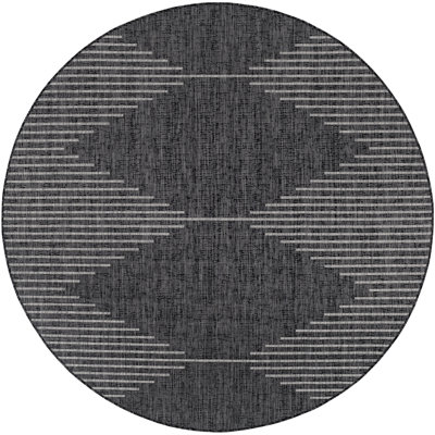 Abdulazeez Black Geometric Outdoor Rug