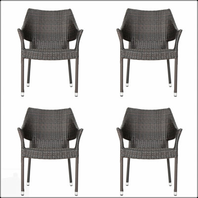 Chaise d'extérieur durable en résine de polyéthylène rotin, empilable et résistante aux intempéries pour une utilisation sur le patio et le jardin