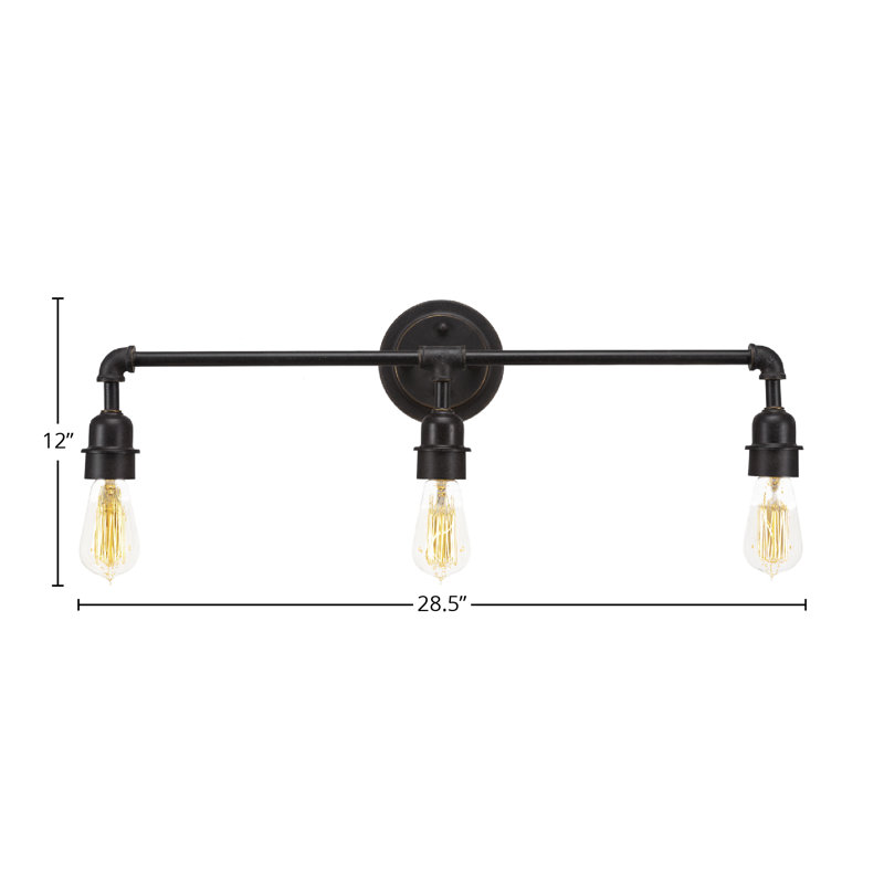 Eilif Vintage 3 Light Bath Bar with 60 watt Amber Antique Bulbs, Dark Granite