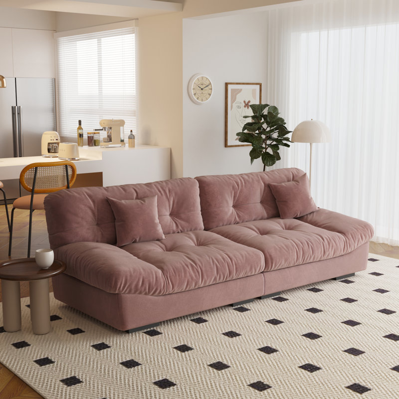 Canapé modulaire Jacouri, Velours rose givré