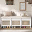 Banc à chaussures de rangement Waverly en rotin avec trois tiroirs et coussin capitonné-134702205