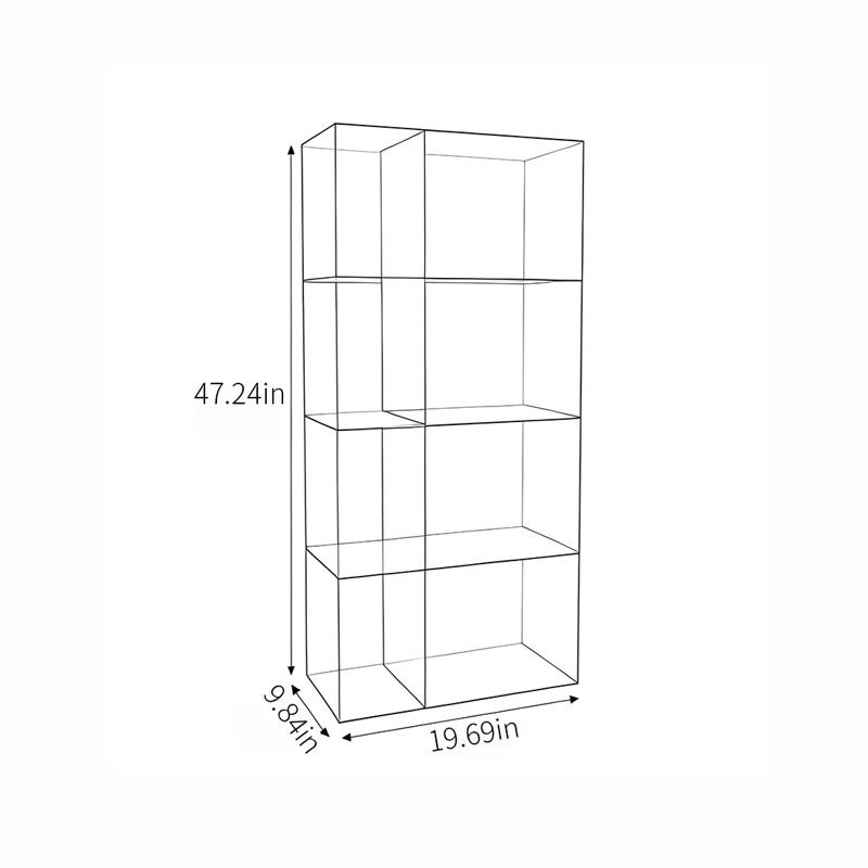 Bibliothèque en acrylique transparent, Gris foncé, (4 tablettes) H 47,24 po x l 19,69 po x P 9,84 po