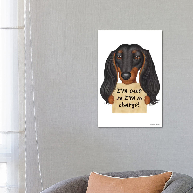 Dachshund I'm Cute Long, Hairy Ears by Danny Gordon - Wrapped Canvas Print