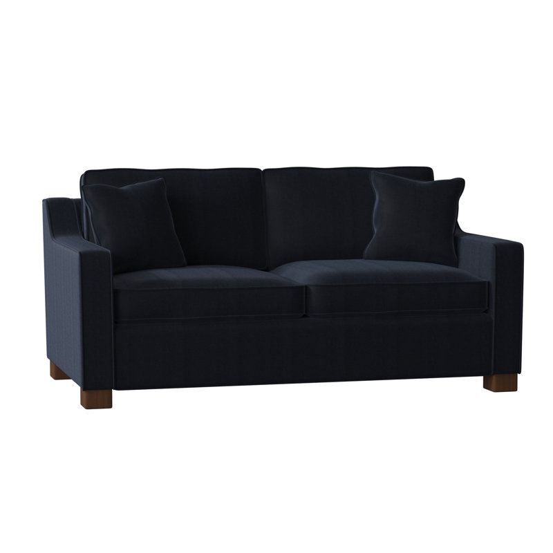 Aceyon Upholstered 71'' Loveseat, Walnut, Entice Indigo