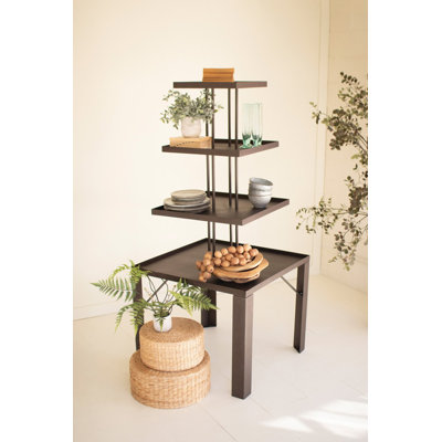  Présentoir de détail en métal avec 4 tablettes carrées - Support de rangement à niveaux de 69 po de hauteur